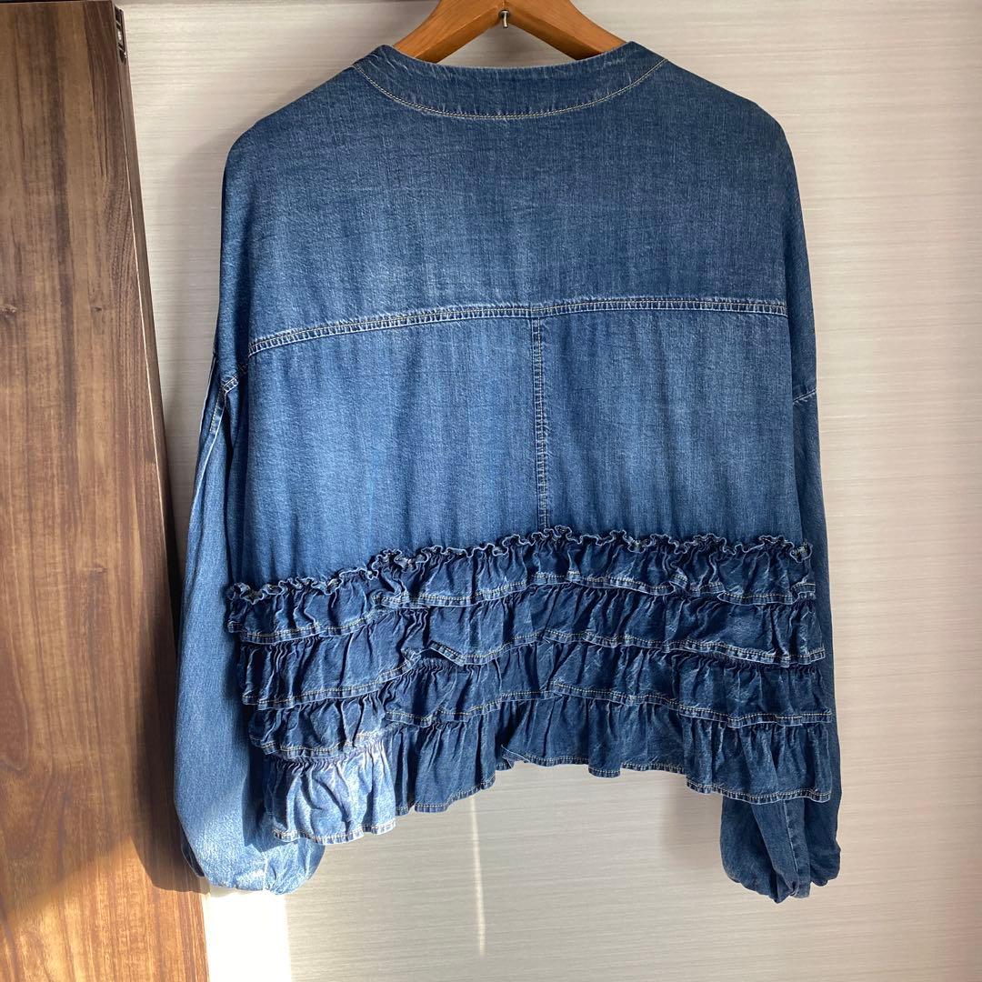 ayane アヤン ダンガリーバックフリルブルゾン　インディゴ