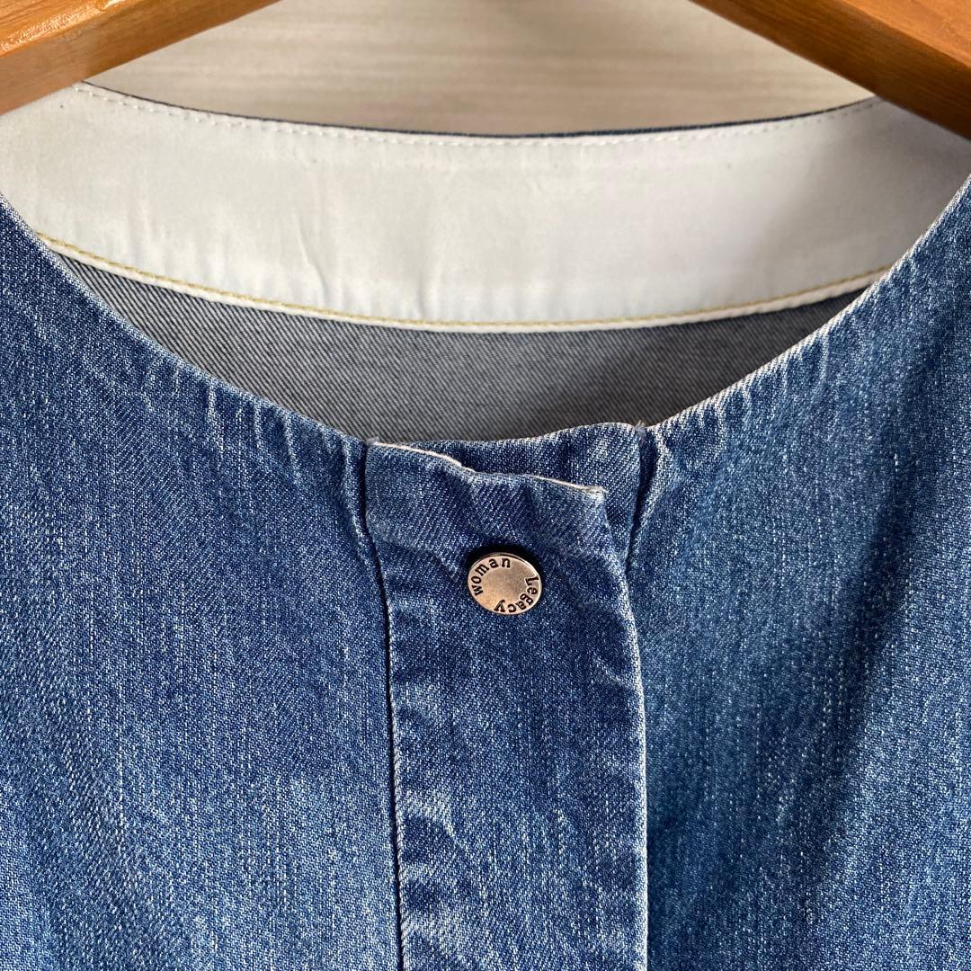 ayane アヤン ダンガリーバックフリルブルゾン　インディゴ