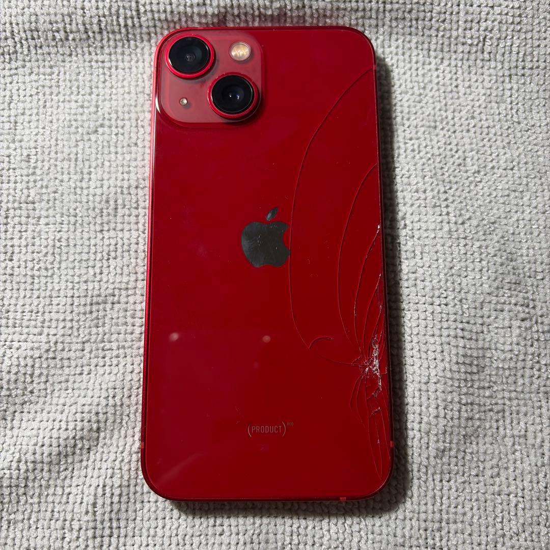 Apple iPhone 13 mini (赤) 本体 背面割れあり