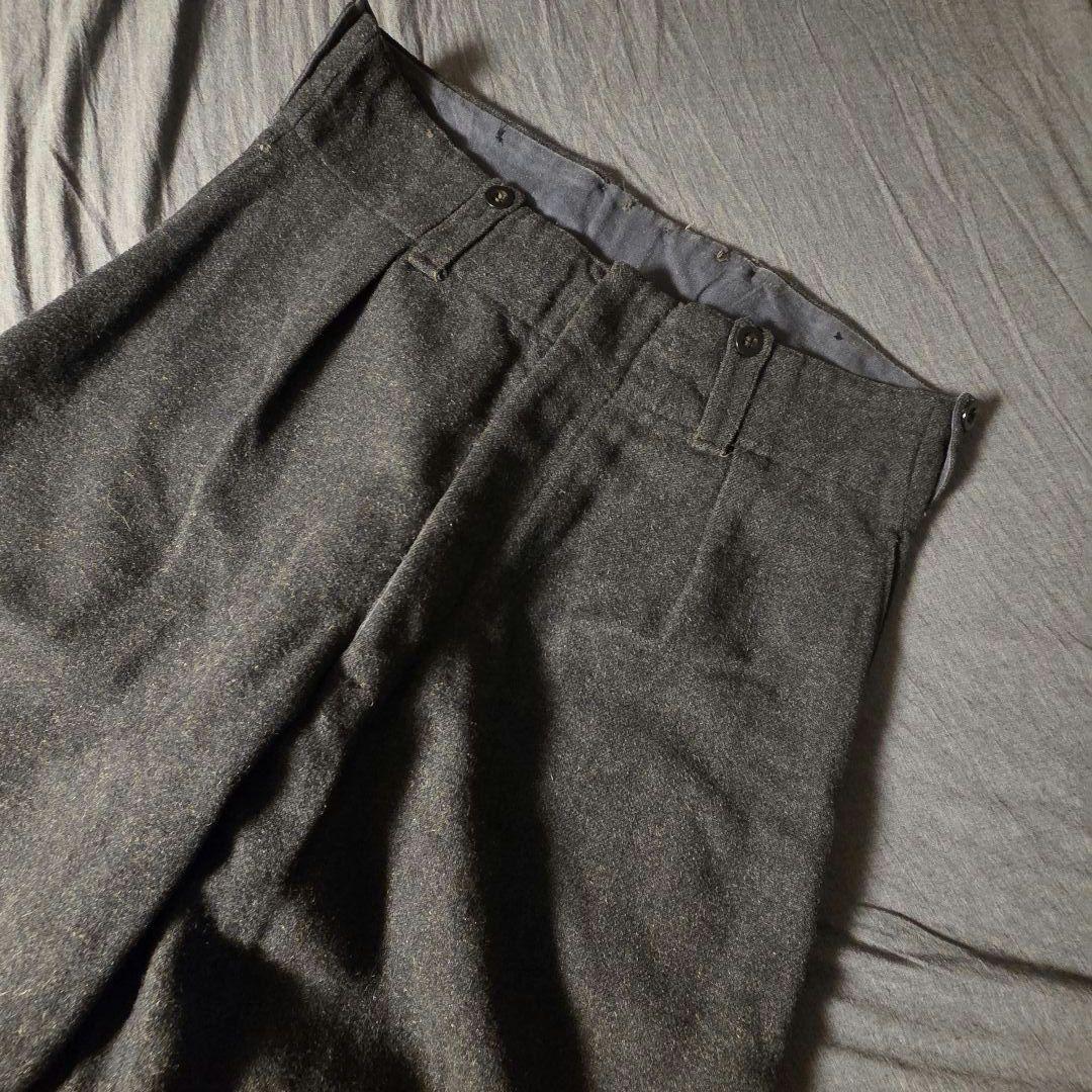 50s Euro Vintage ウールワイドスラックス　ダークグレー