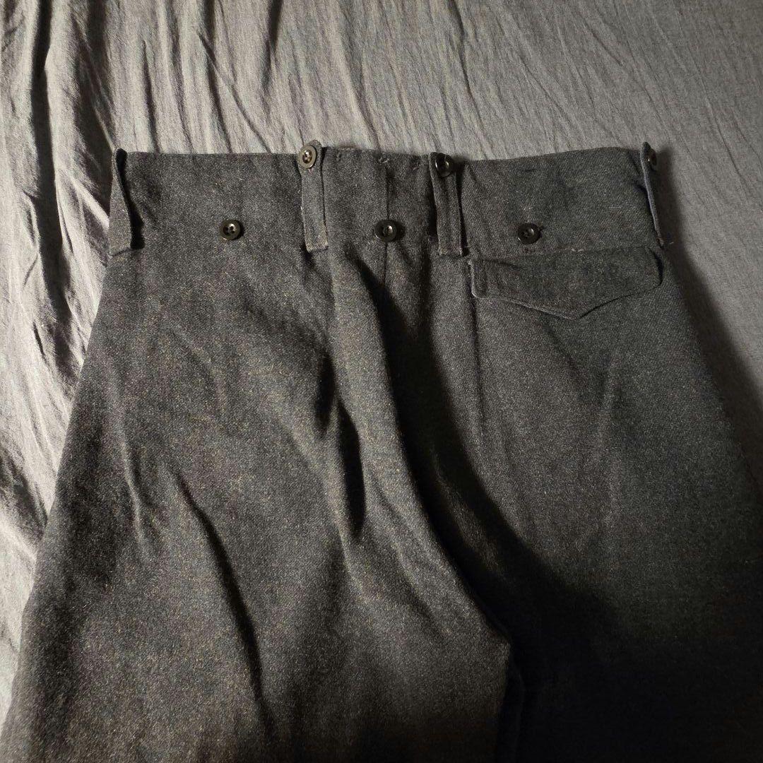 50s Euro Vintage ウールワイドスラックス　ダークグレー