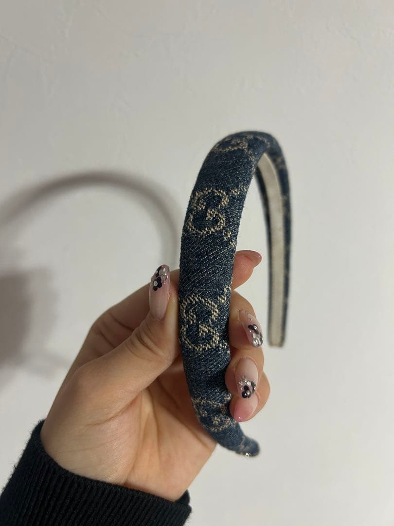 GUCCI ネイビー デニム カチューシャ