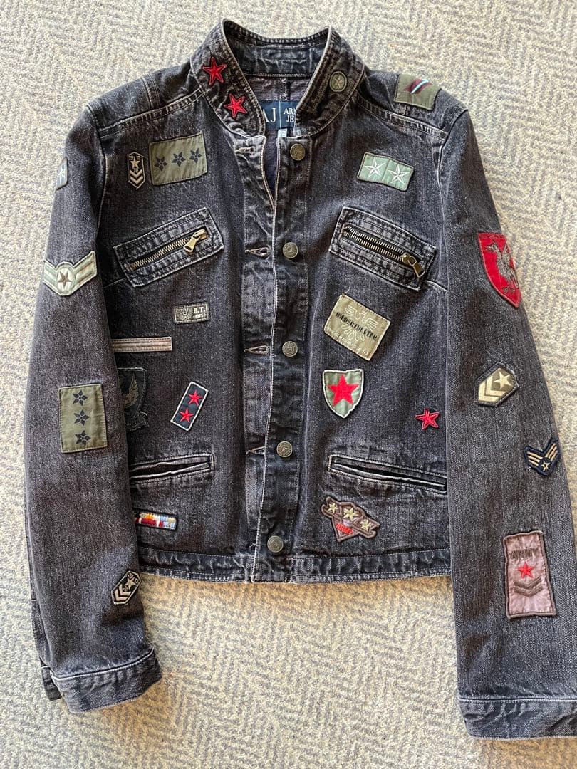 Armani Jeans パッチ付きデニムジャケット