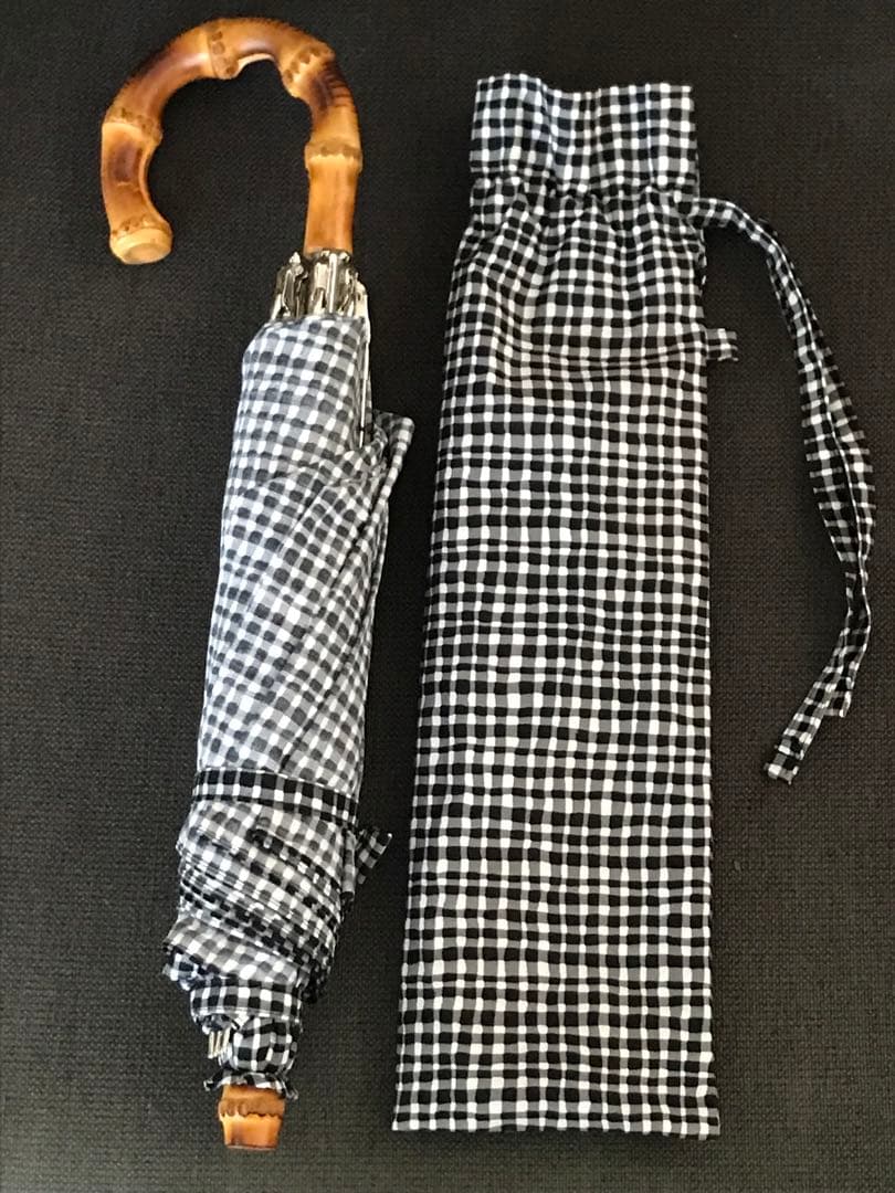 ボンボンストア　ブラックチェック　折りたたみ傘