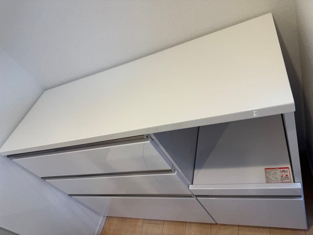 食器棚 完成品　カップボード　ホワイト　幅120 右開き