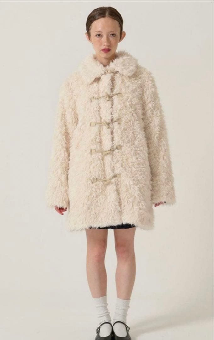 フェイクファー ダッフルコート TINA：JOJUN アイボリー　新品未使用