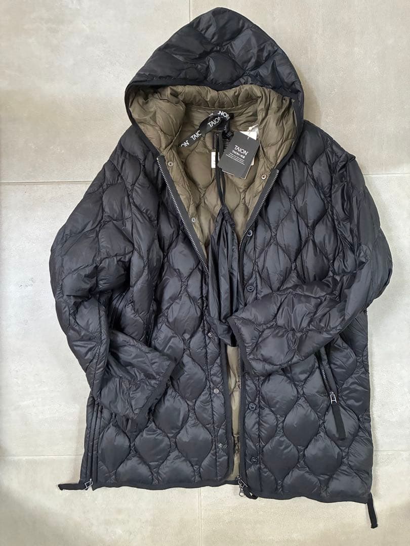 TAION ダウンコート　ミリタリー M65 Wジッブ　ブラック Lサイズ