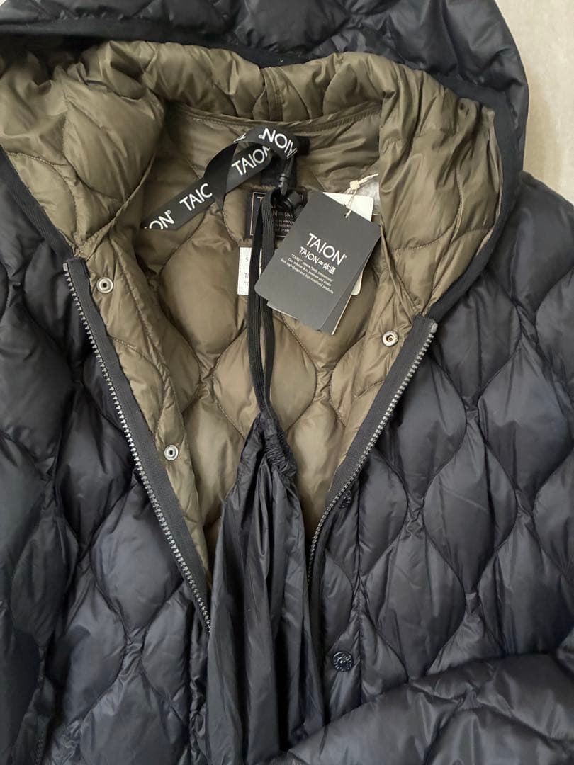 TAION ダウンコート　ミリタリー M65 Wジッブ　ブラック Lサイズ