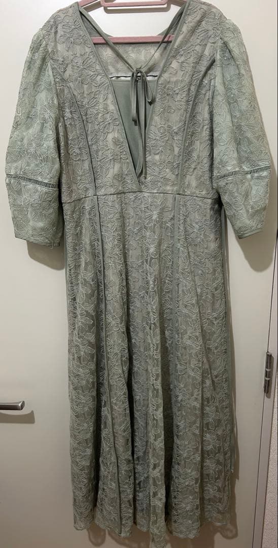 【GIRL】パフスリーブ総レースフレアロングオケージョンドレス