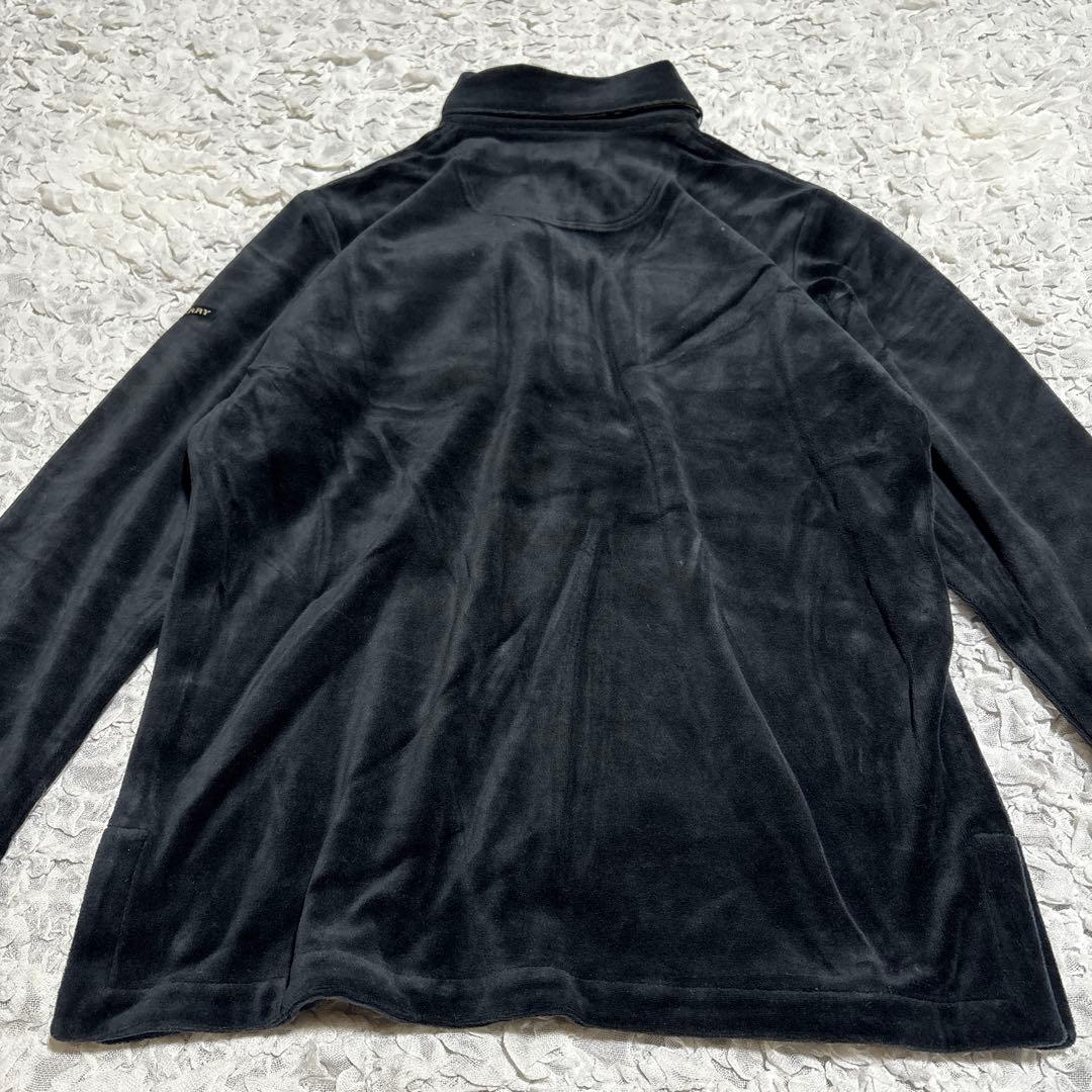 新品　バーバリー　ベロア 長袖ポロシャツ　ロゴ刺繍　ノバチェック　洗える　黒　L