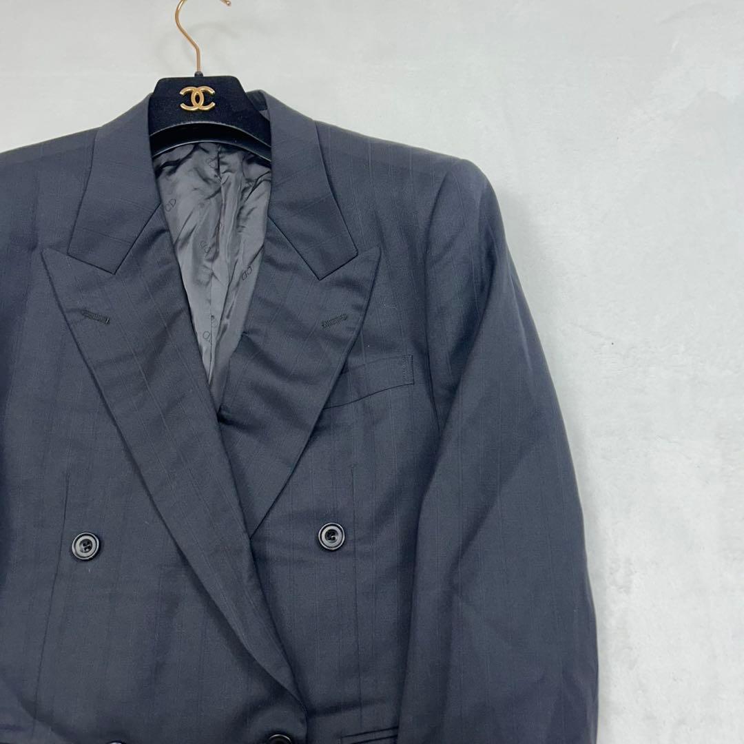 E868 M A4 クリスチャンディオール ストライプ ダブル スーツ メンズ