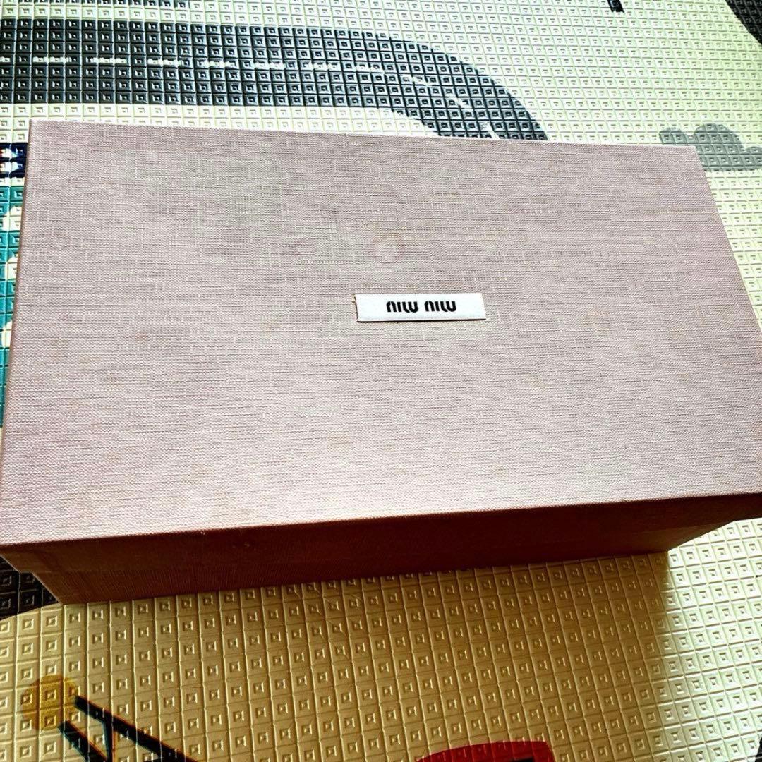 極美品✨miumiu 黒　ビジュー　クロコ　牛革　ローヒールパンプス　25cm