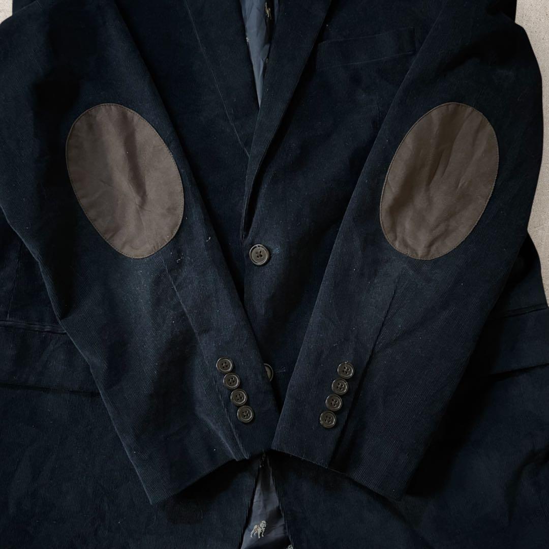 美品LAUREN RALPH LAUREN細畝コーデュロイテーラードジャケット紺