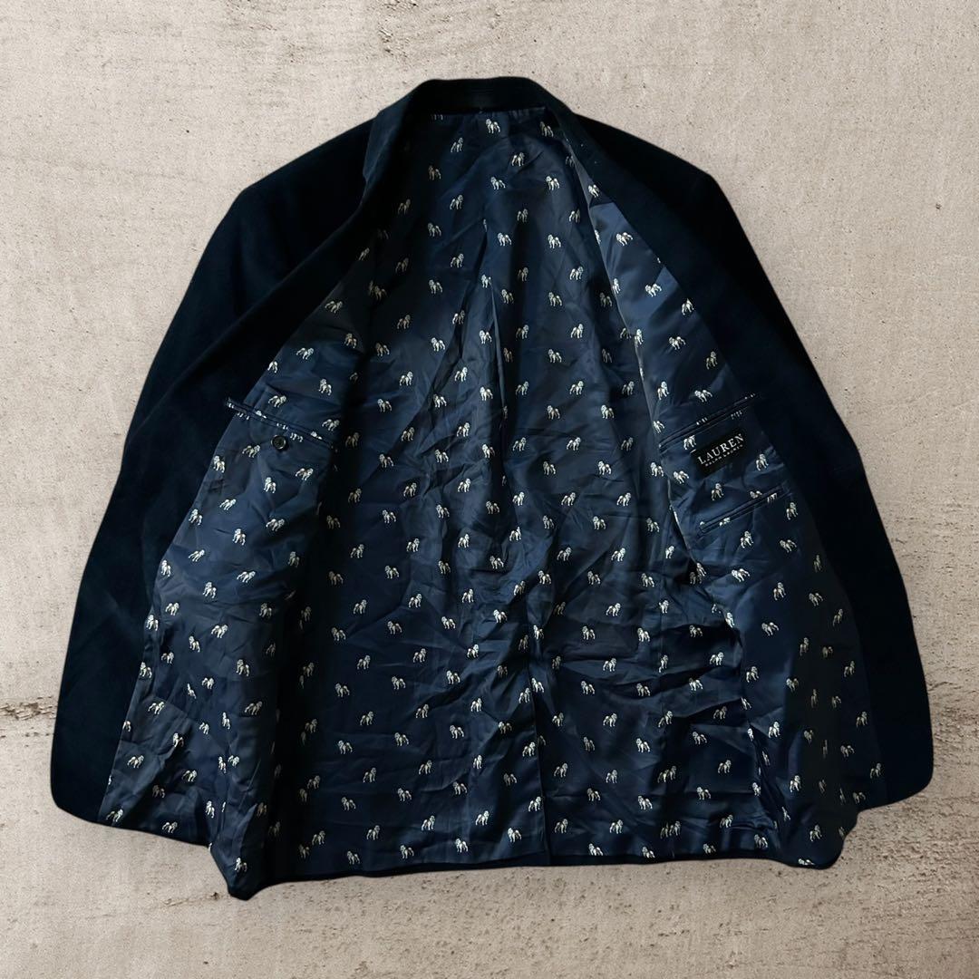 美品LAUREN RALPH LAUREN細畝コーデュロイテーラードジャケット紺