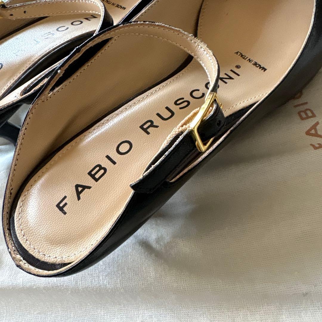 美品【FABIO RUSCONI】黒ストラップミュール 35 1/2