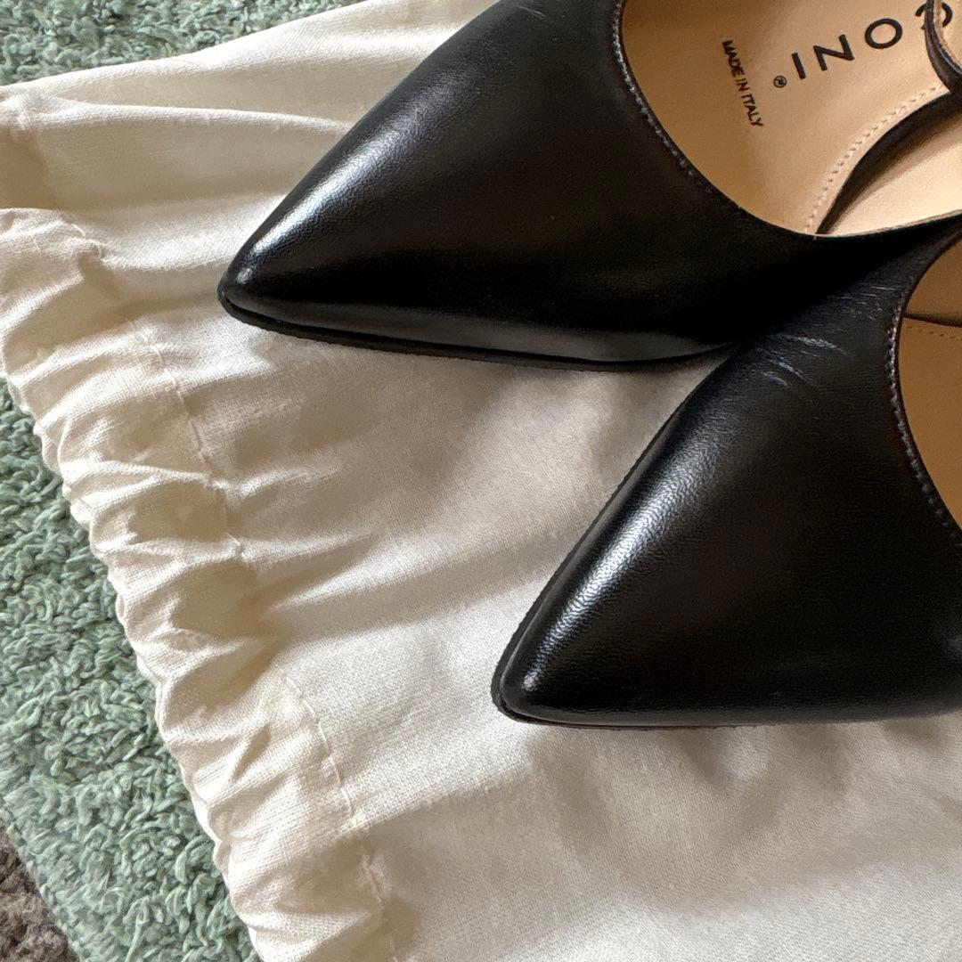 美品【FABIO RUSCONI】黒ストラップミュール 35 1/2