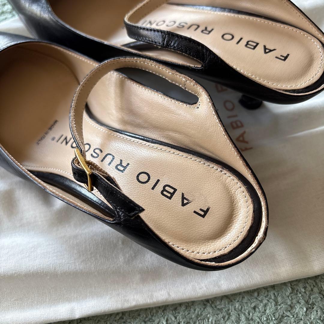 美品【FABIO RUSCONI】黒ストラップミュール 35 1/2