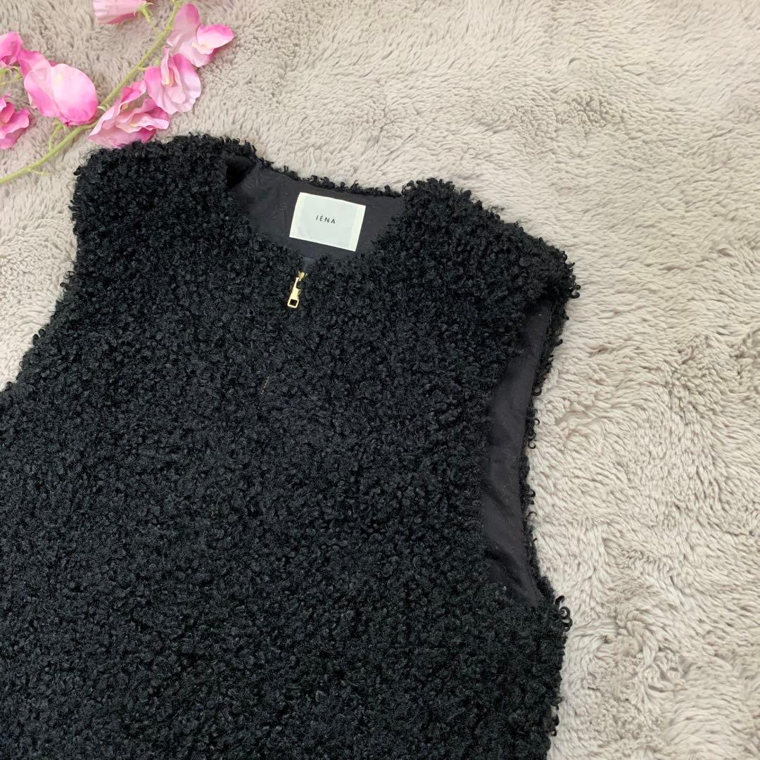 【IÉNA 】美品！ フェイクファーベストブラック フリーサイズ
