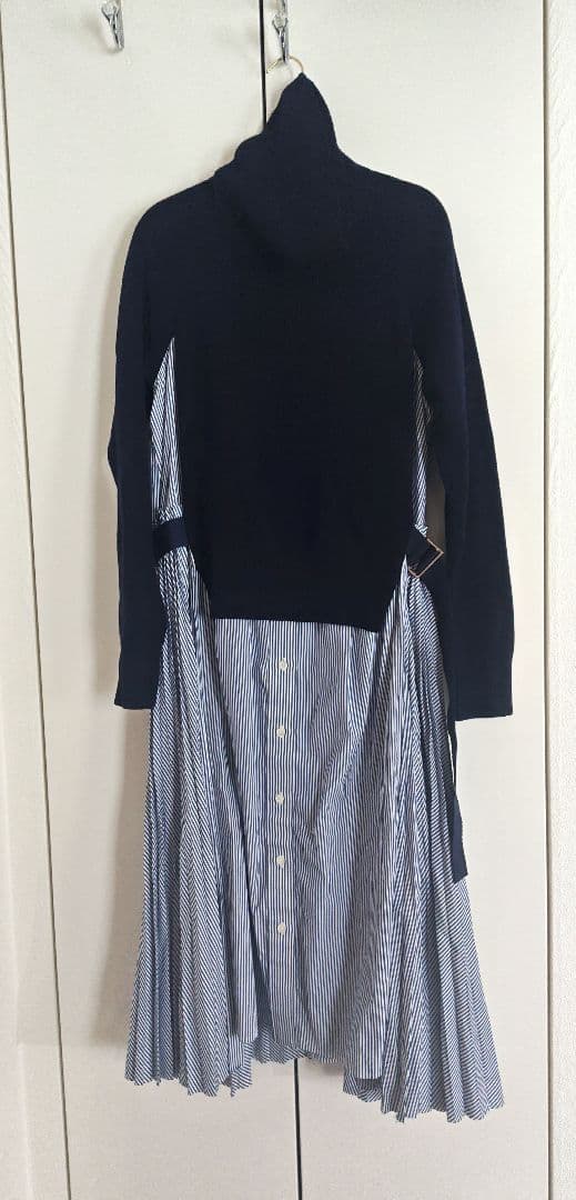 美品 sacai SCW-044 ネイビー ドッキング ワンピース サイズ 2