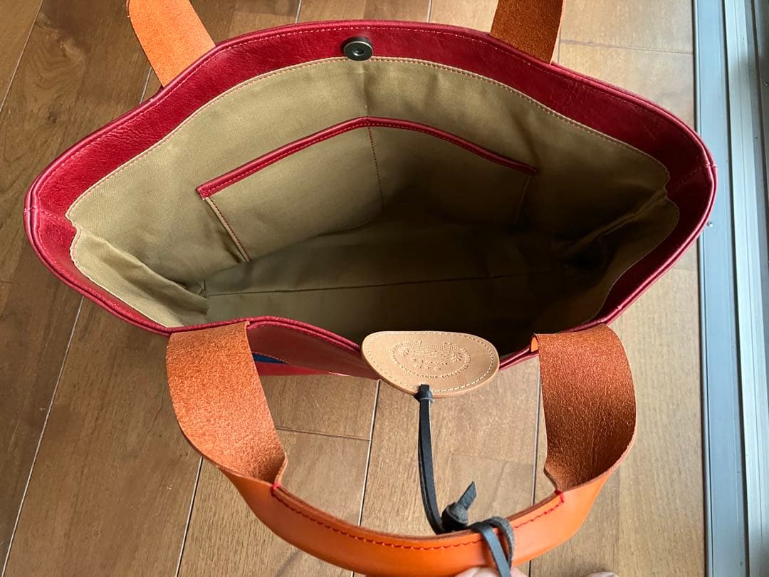 本革　トートバッグ大きめ　備後絣