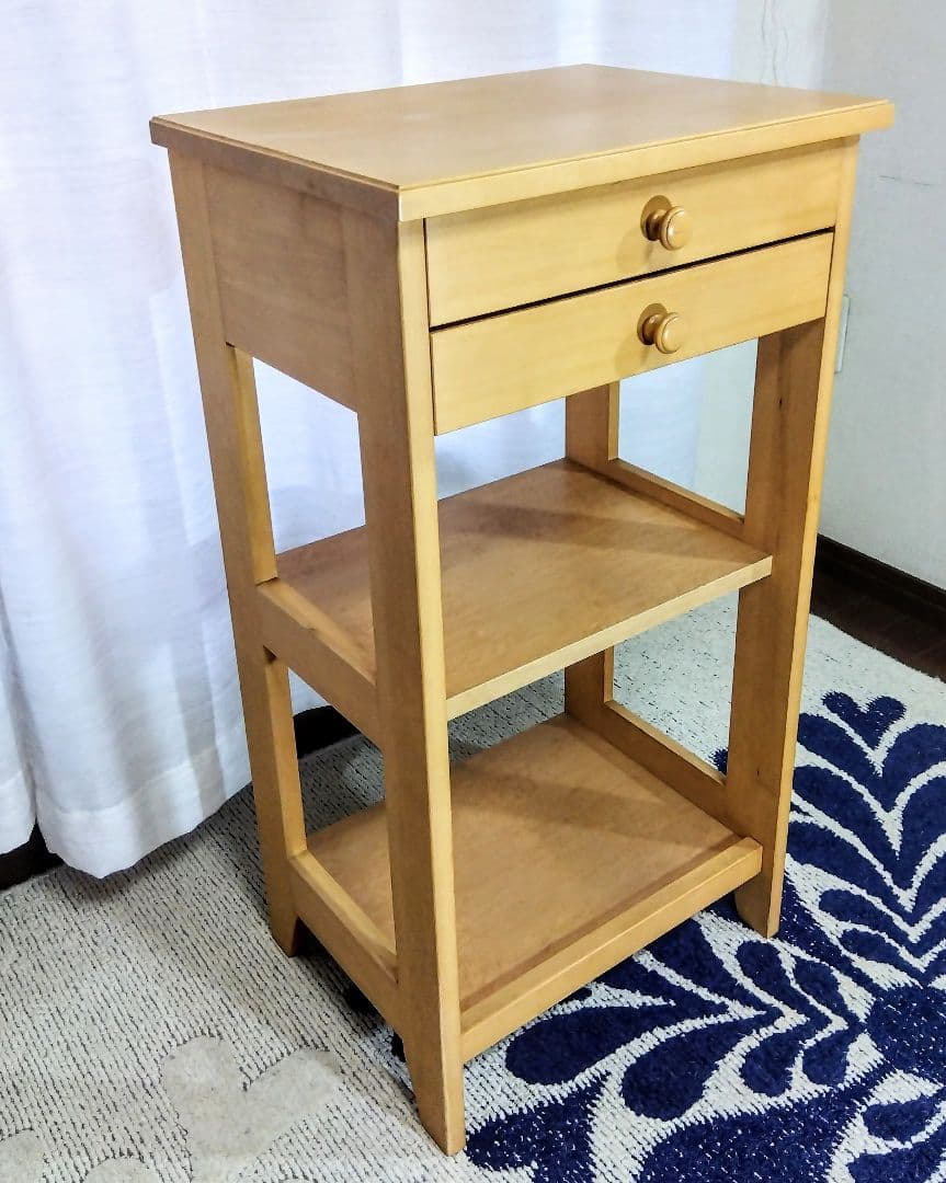 ナチュラルウッド サイドテーブル　サイドキャビネット　ナイトテーブル