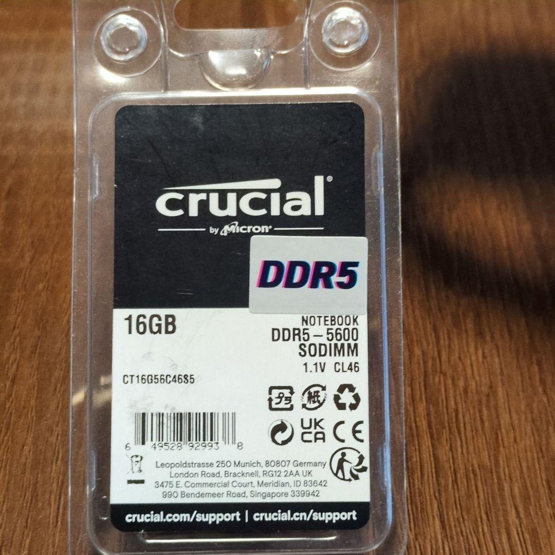 メモリー Crucial 16GB DDR5 5600 SODIMM