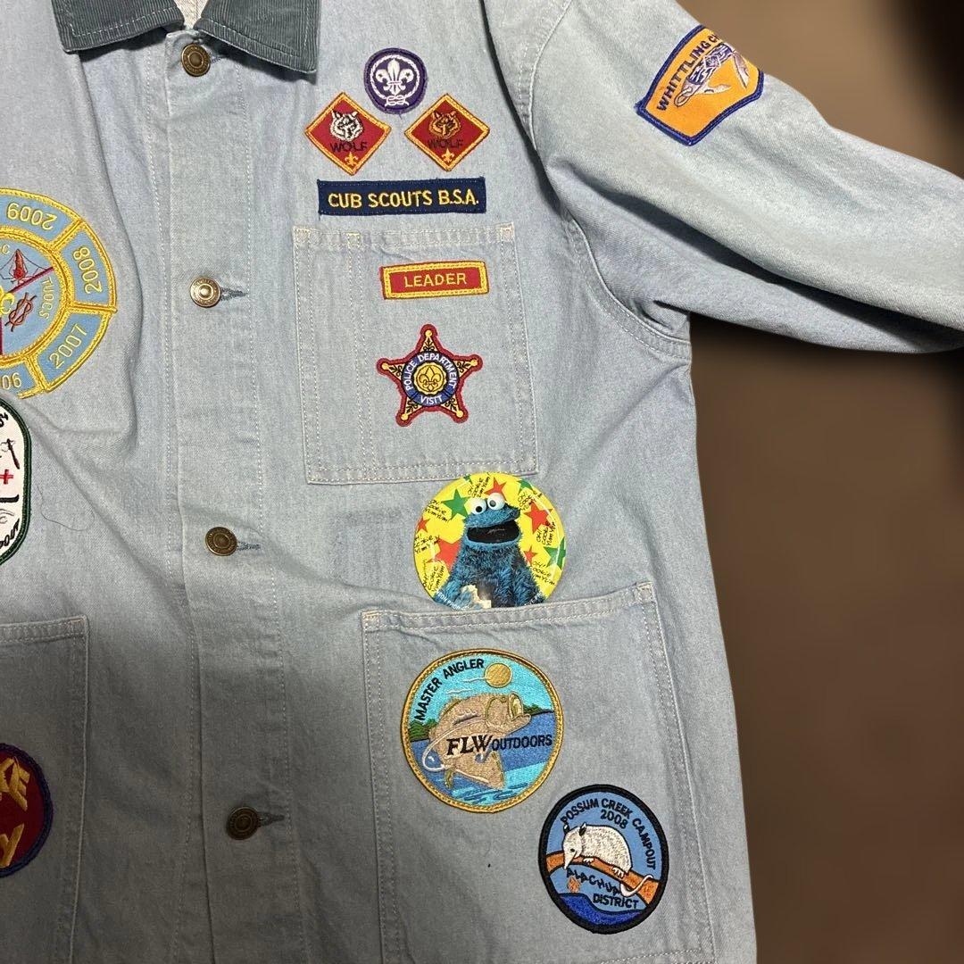 デニムカバーオール　ワッペン付き