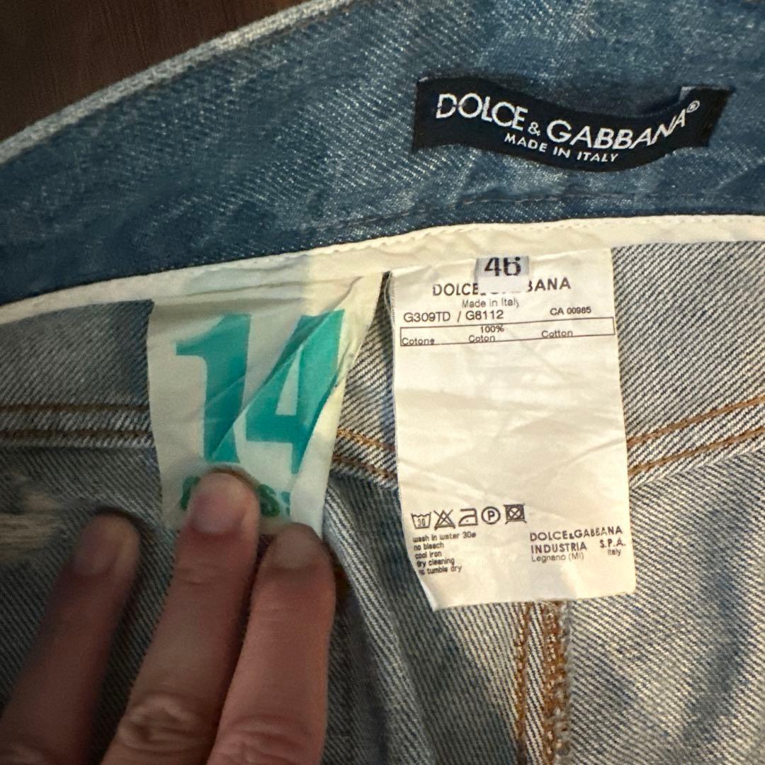 Dolce & Gabbana ライトブルー ストレートデニム ダメージ加工
