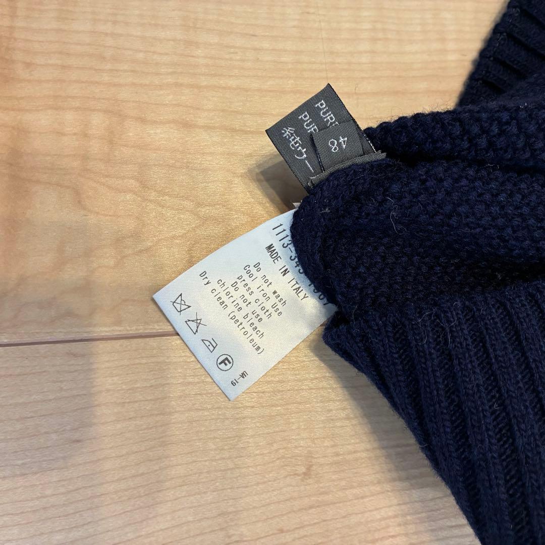 伊製 GRAY ポップコーン アラン タートルネック セーター 48 ネイビー