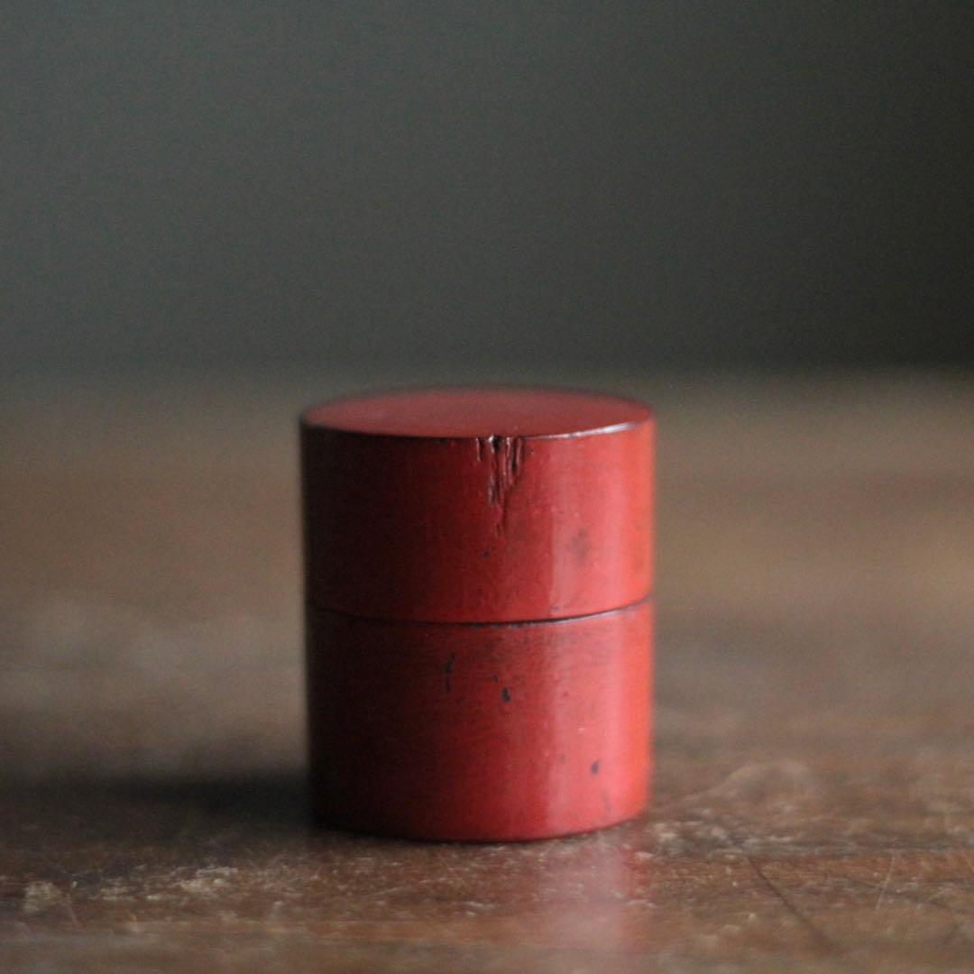 朱塗り 薬入れ 筒容器 漆器 古美術 古道具 アンティーク