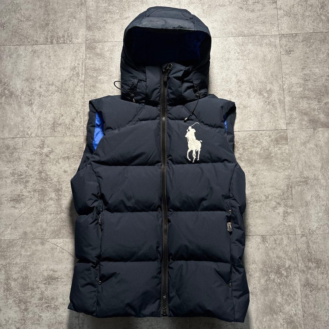 ラルフローレン　ビッグポニー 2way ダウンベスト　ネイビー　ドローコード
