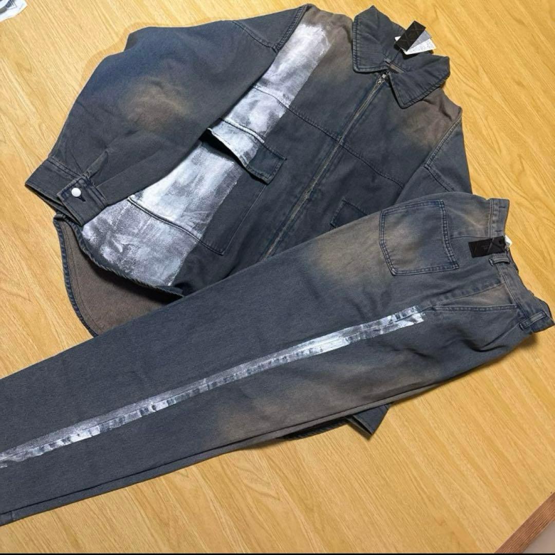 新品　M.U.L くすみブルー　ヴィンテージリメイク　デニム　セットアップ　レア