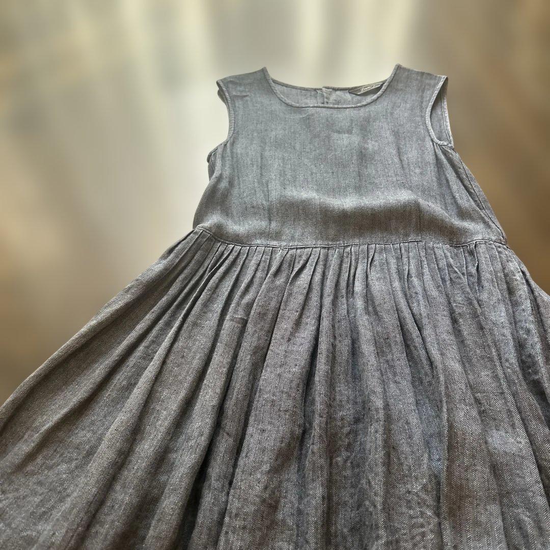 リゼッタ✴︎リネン100%✴︎ノースリーブロングワンピース✴︎ネイビー