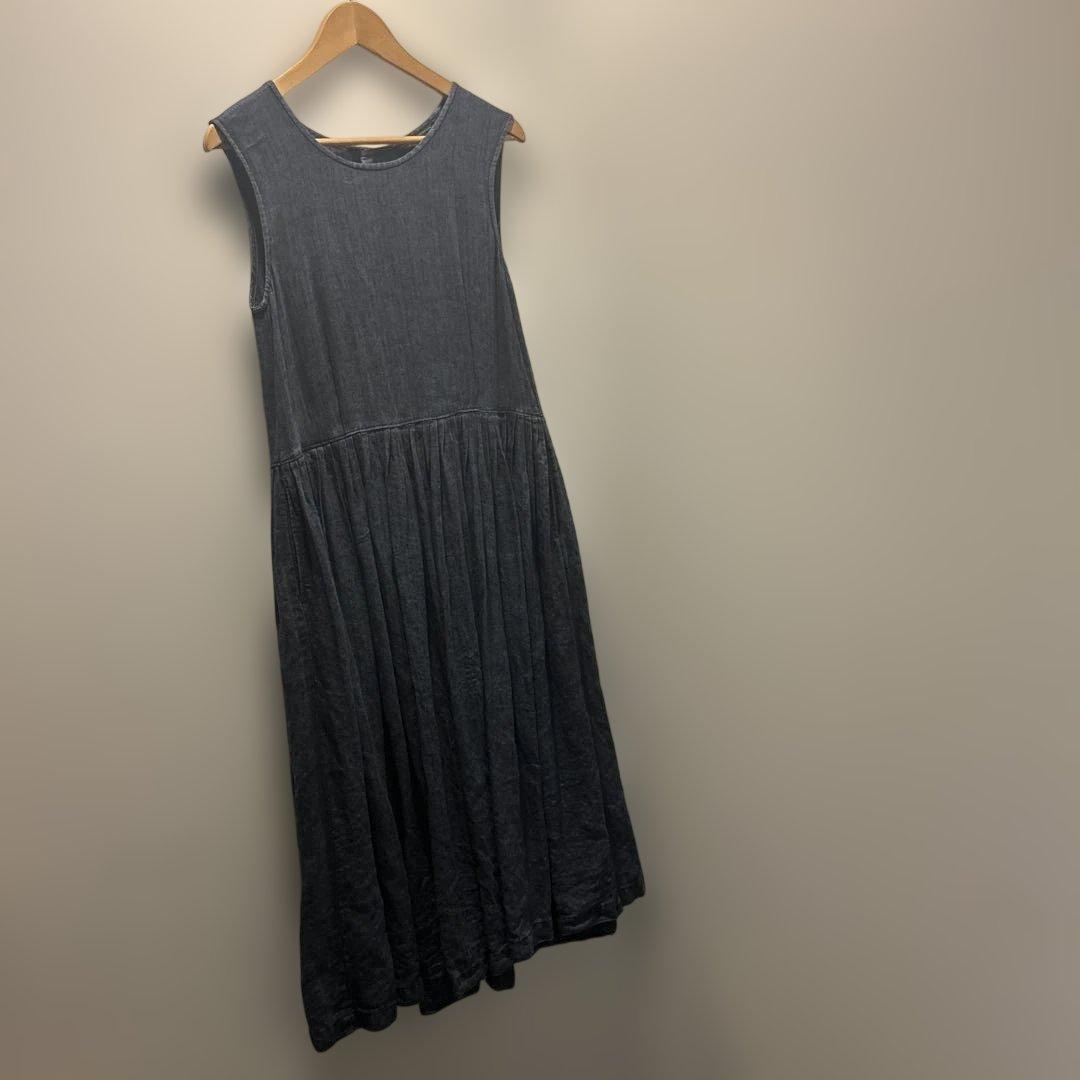 リゼッタ✴︎リネン100%✴︎ノースリーブロングワンピース✴︎ネイビー