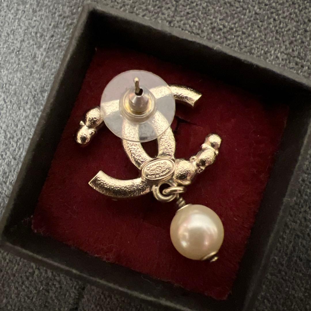 CHANEL シャネル ココマーク パール ピアス ラインストーン 片耳