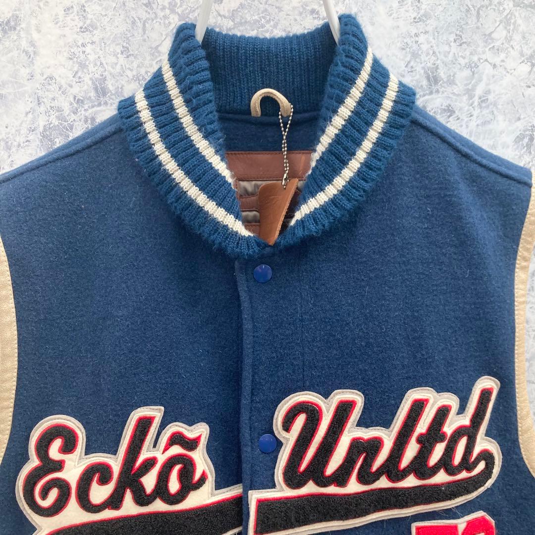 IJ297 激レアUS古着エコーアンリミテッド刺繍肉厚ウール中綿スタジャンベスト