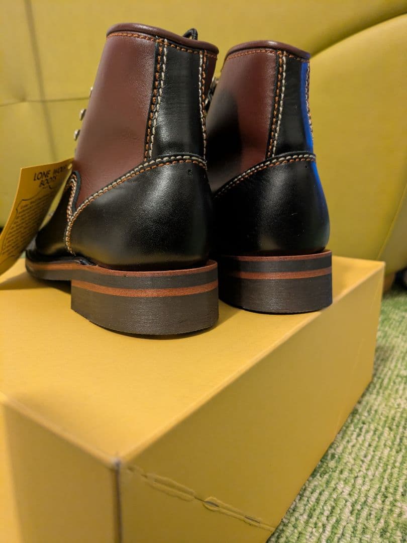 LONE WOLF BOOT カーペンター黒・茶色ツートン　5インチ　新品