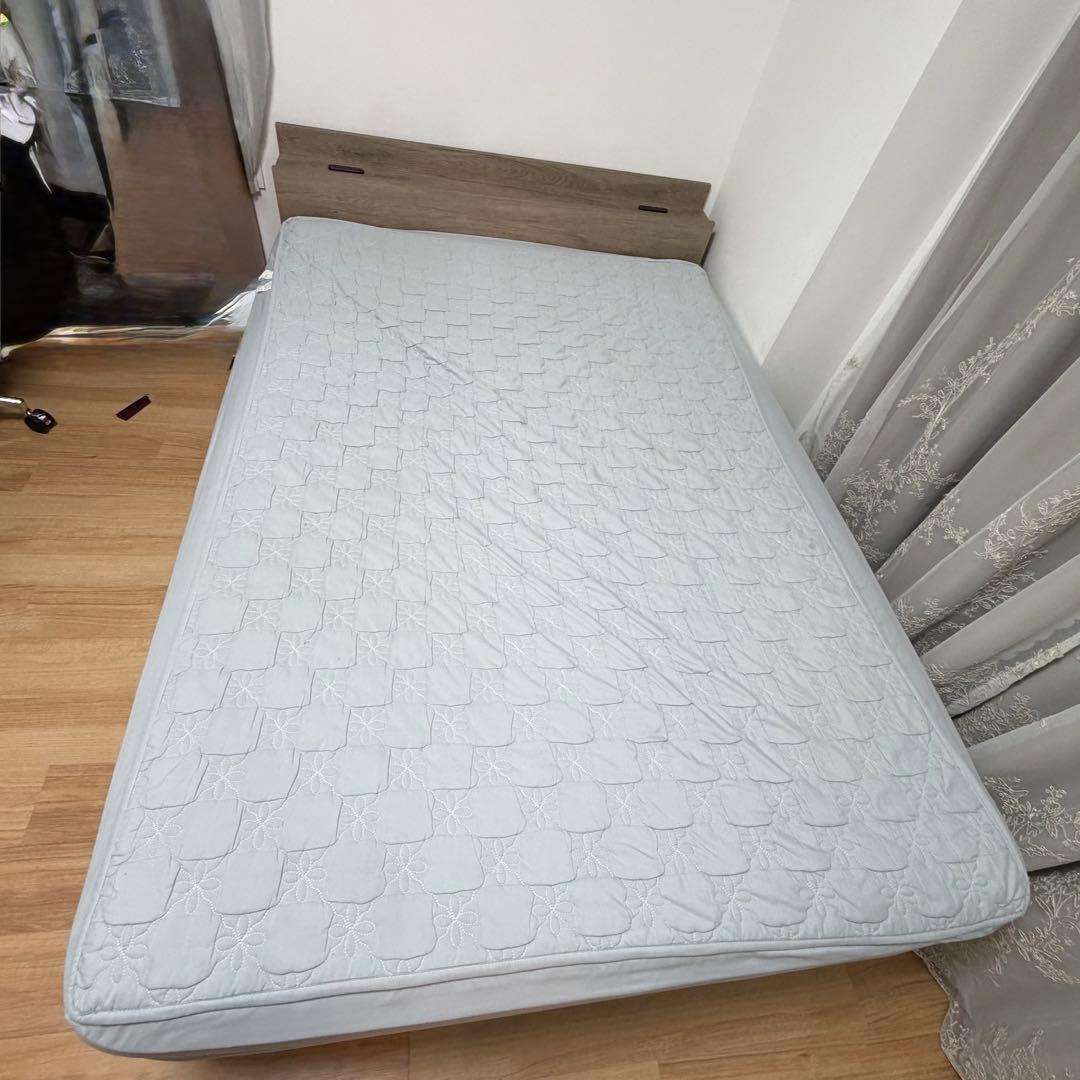 RASIK Serest 引出し収納付き ダブルベッドフレームのみ グレージュ