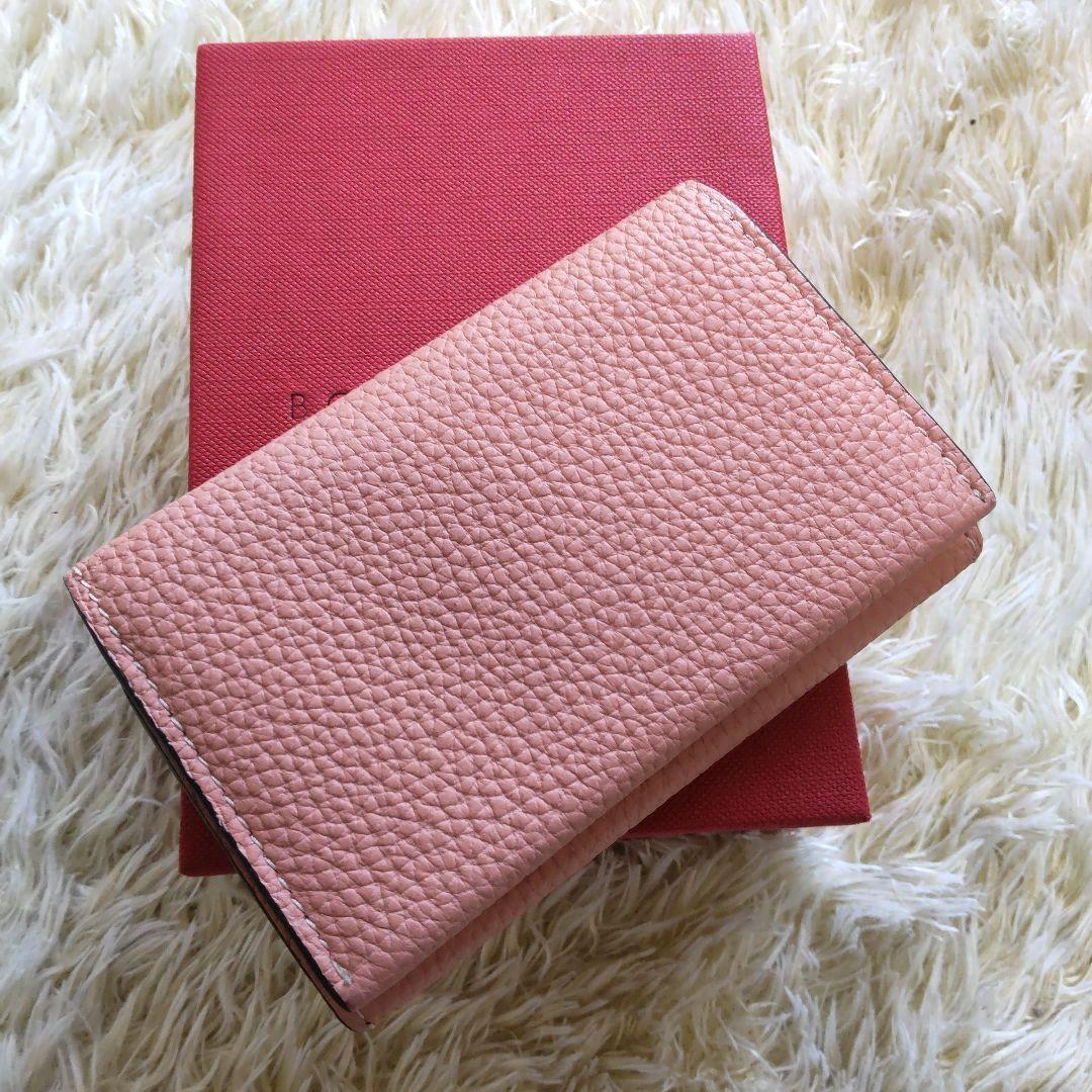 極美品✨ボナベンチュラ　ビジネス　カードケース　シュリンクレザー　シボ革　ピンク