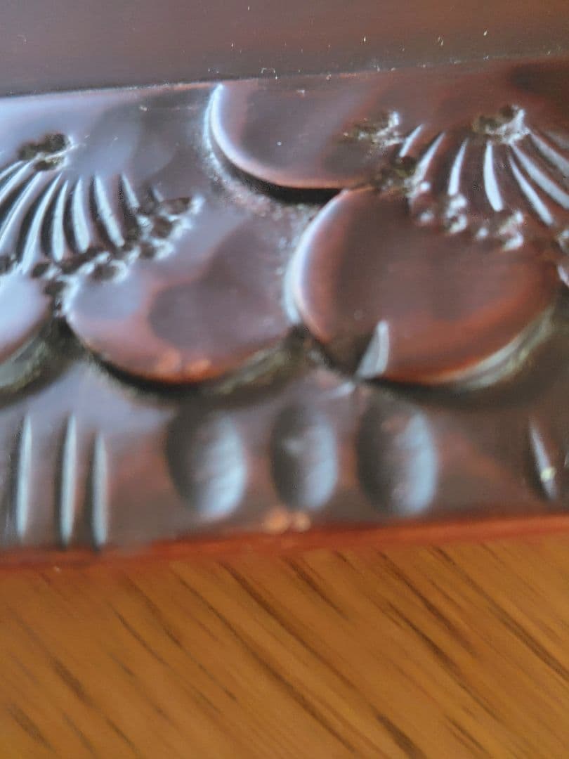 軽井沢彫　木製桜彫刻トレイ　縁彫