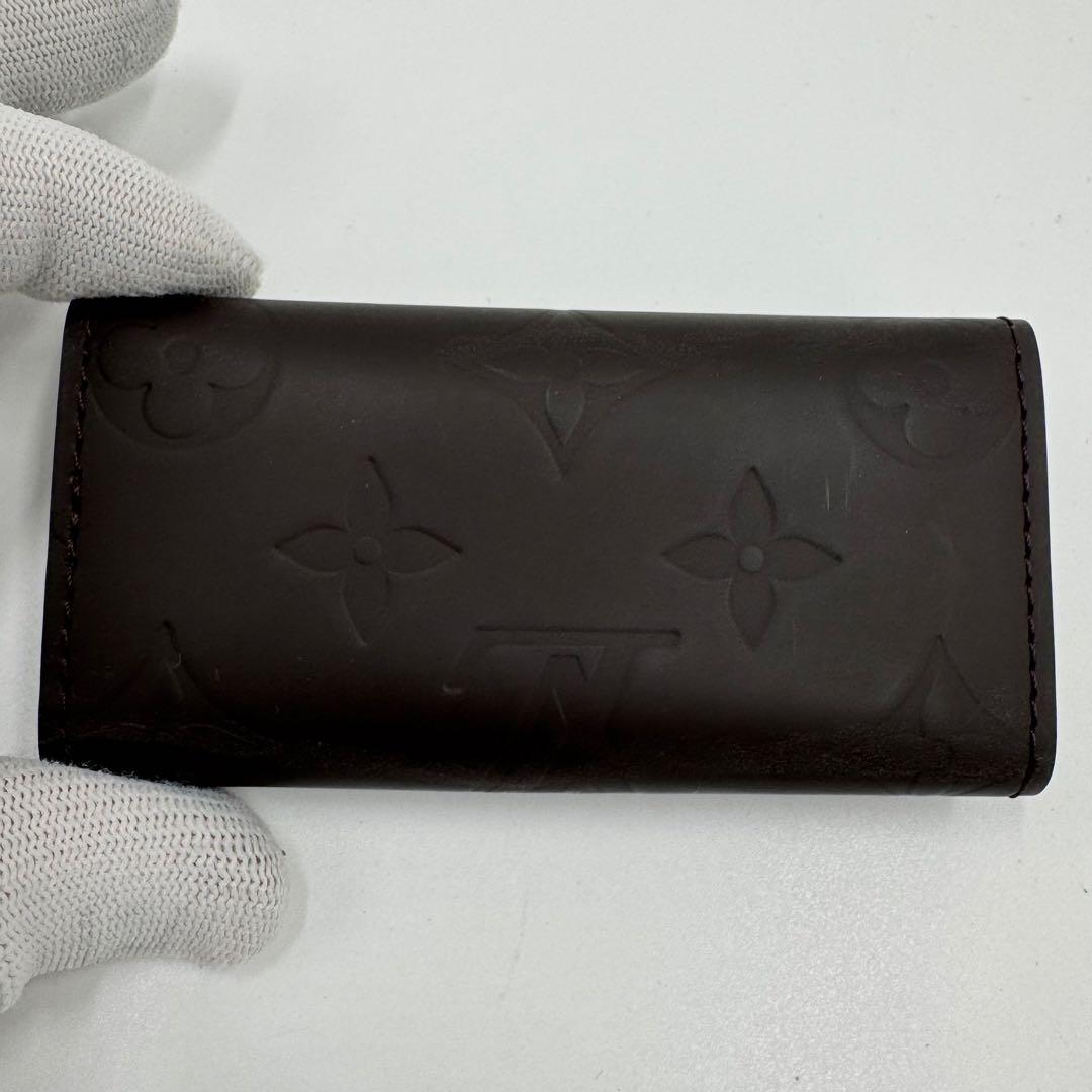 美品 ルイヴィトン 4連キーケース グラセ ミュルティクレ 濃黒茶