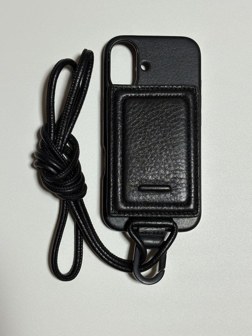 objcts.io iphone16レザーケース ストラップ一体型カードケース