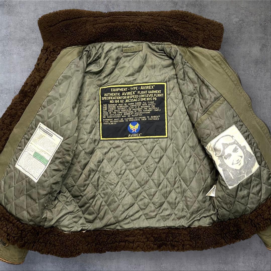 アヴィレックス B-3 フライトジャケット 大戦 カーキ レザー キルティング