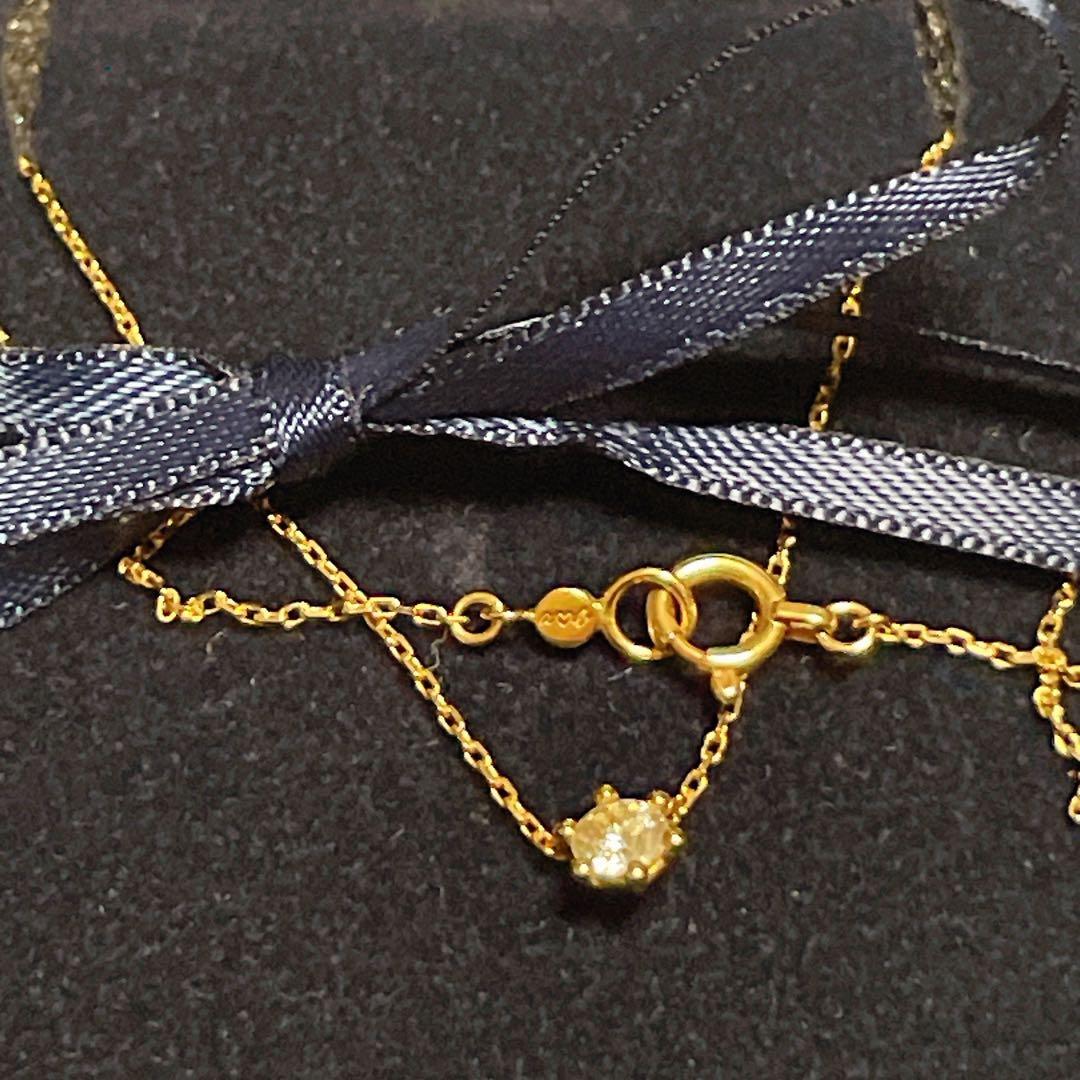 AHKAH 一粒ダイヤ　0.13ct ネックレス　k18yg イエローゴールド