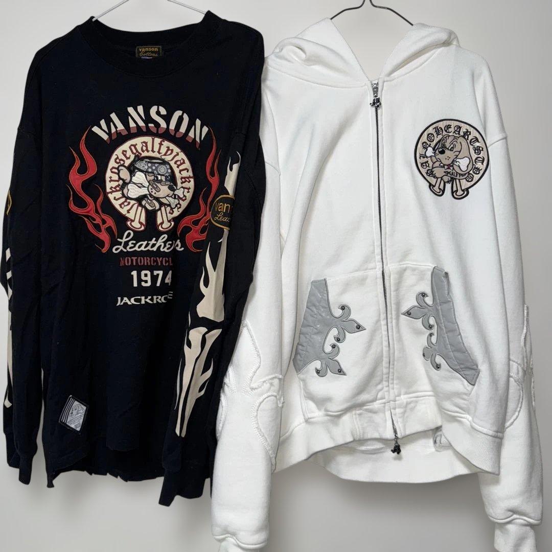 GALFY ロンT 黒（L）&ジップパーカー 白（XL） 2枚セット