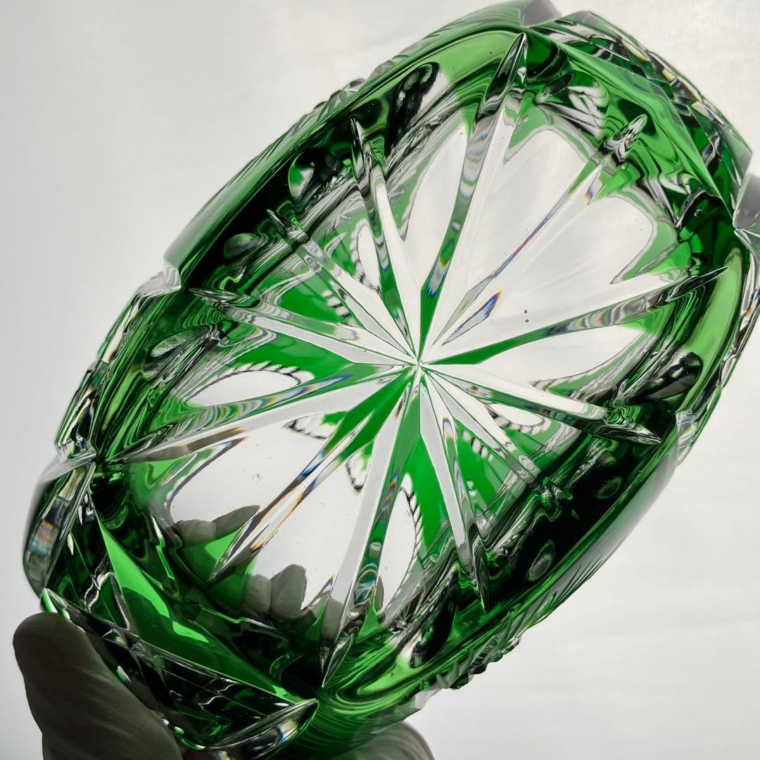 希少 切子 クリスタル カット ガラス バスケット 鉢 オブジェ 置物 小物入れ