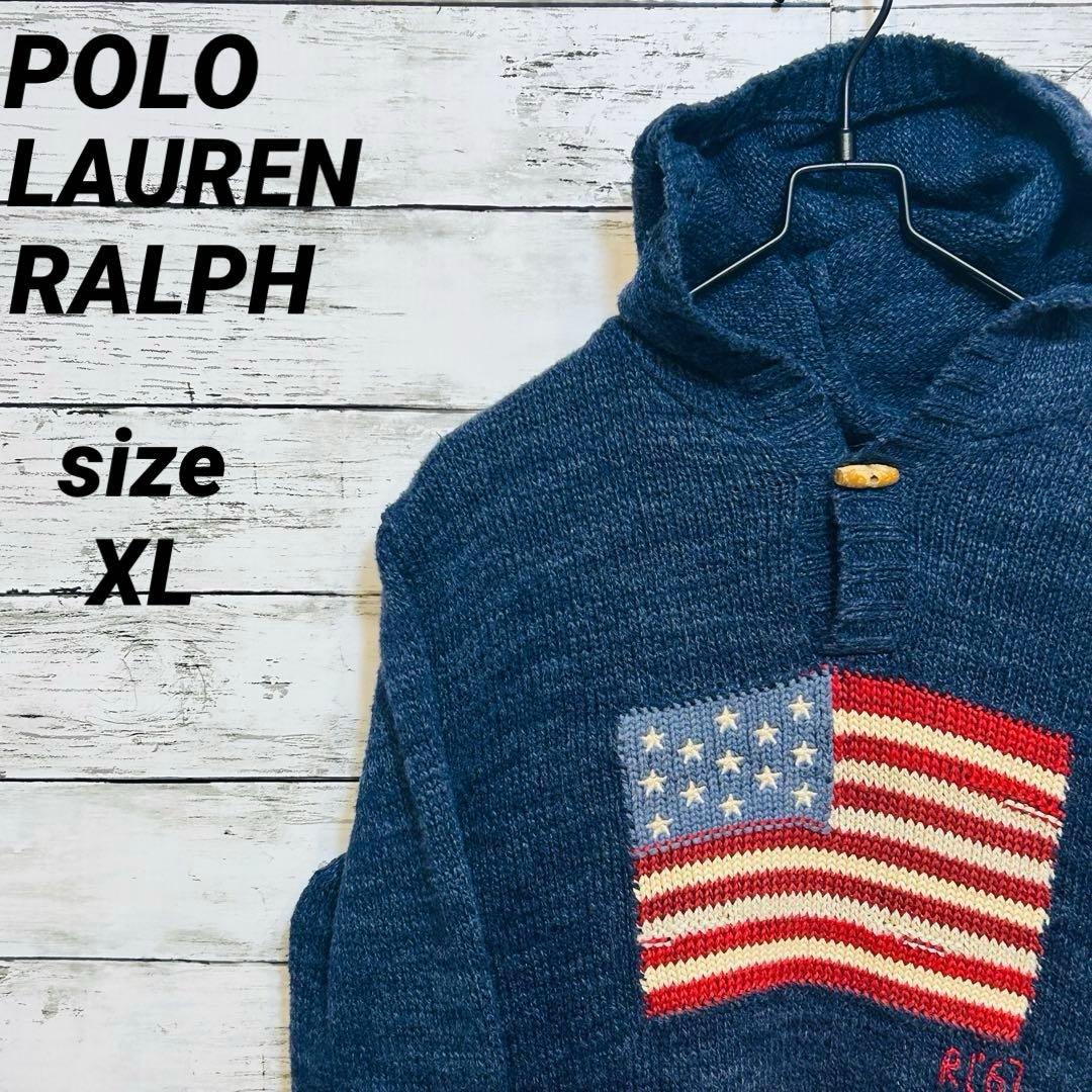 POLO RALPH LAUREN ラルフローレン フードニット 星条旗 XL