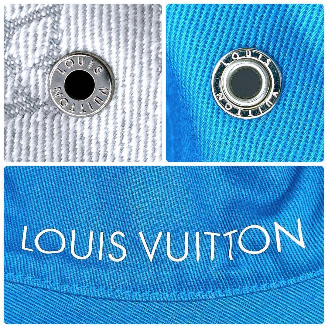 極美品 ルイヴィトン M76213 シャポー モノグラムデニム ハット ホワイト