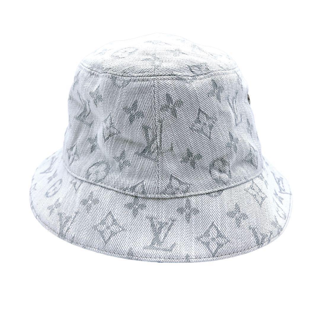 極美品 ルイヴィトン M76213 シャポー モノグラムデニム ハット ホワイト