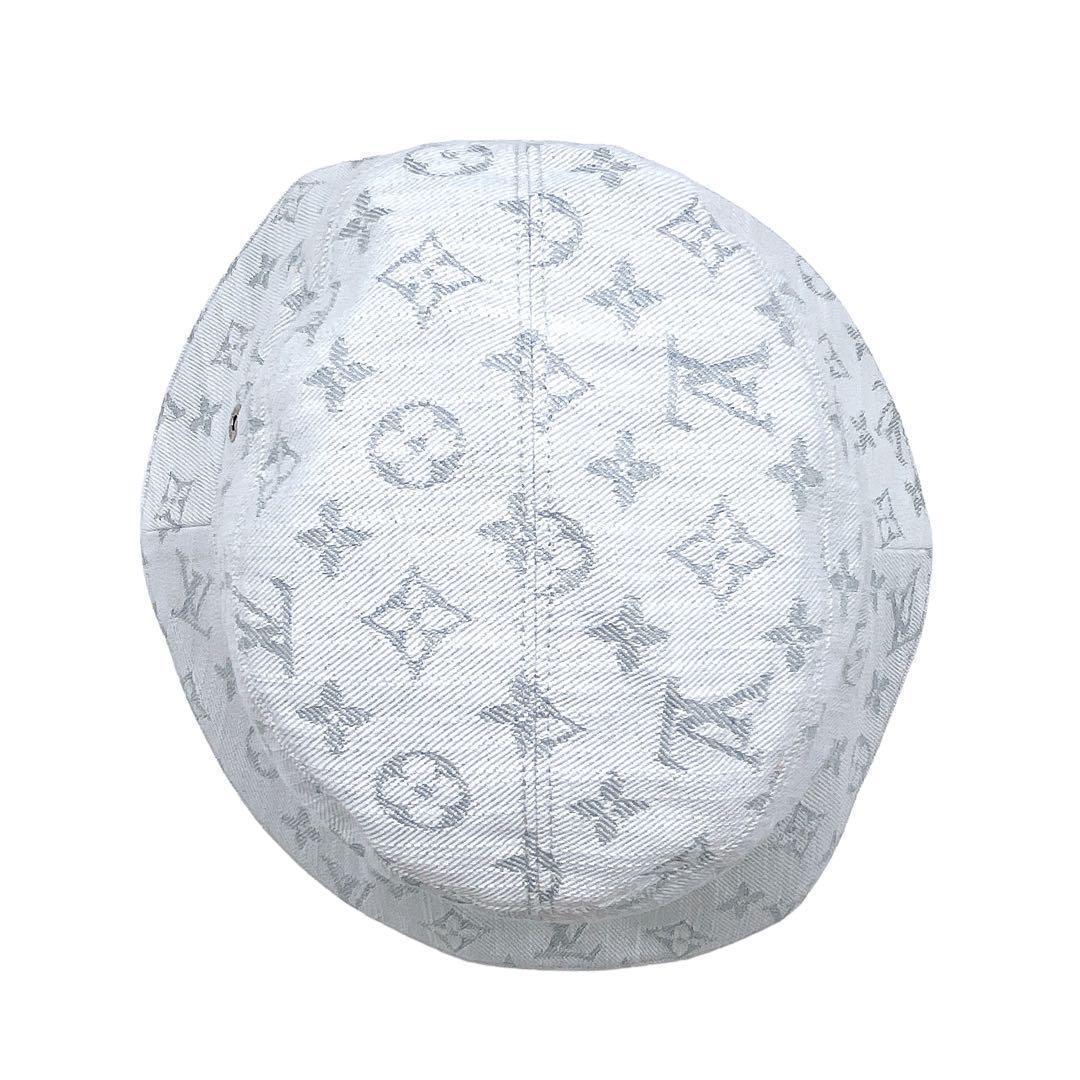 極美品 ルイヴィトン M76213 シャポー モノグラムデニム ハット ホワイト